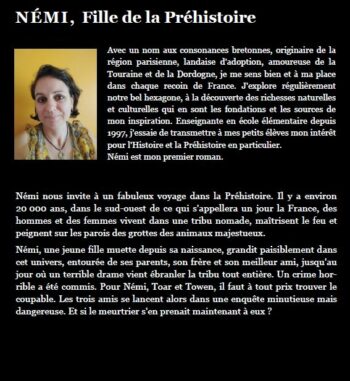 Les aventures de Némi, fille de la préhistoire, écrit par Sandrine LeGoff, 4eme
