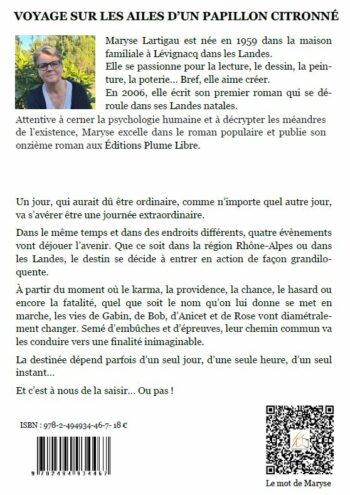 Voyage sur les ailes d'un papillon citronné, par Maryse Lartigau, 4ème